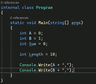 Second Set To Generate Fibonacci Sequence 